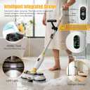 Cordless Electric Mop for Dewalt 20V Battery (NO Battery), 2 in 1 Spin Mop & Electric Floor Scrubber Machine with LED Light & Water Spray, 800 RPM Rotating Electric Mops for Floor (White Yellow)