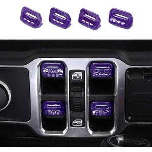 Window Switch Button Cover Trim Interior Accessories Fit for 2018-2026 Jeep Wrangler JL JLU & Gladiator JT(Purple)