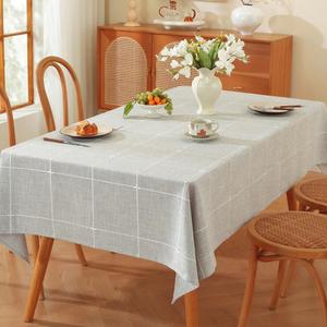 TruDelve Gray Cloth tablecloths Rectangle Table Cloths for 6 Foot Rectangle Tables Rustic Oblong Washable Tablecloth(Grey,86"x52",Rectangular)