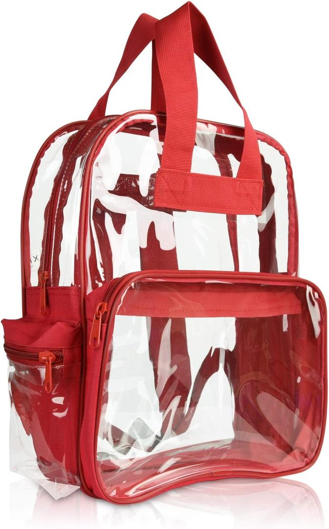 DALIX Clear Backpack Bags Smooth Plastic in Red