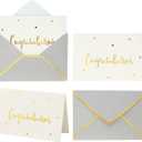 Winoo Design Gold and White Congratulations Cards with Envelopes - 36 PK All Occasion Greeting Cards 4x6 Inches for Bridal Shower Graduation New Home Engagement Congrats Card