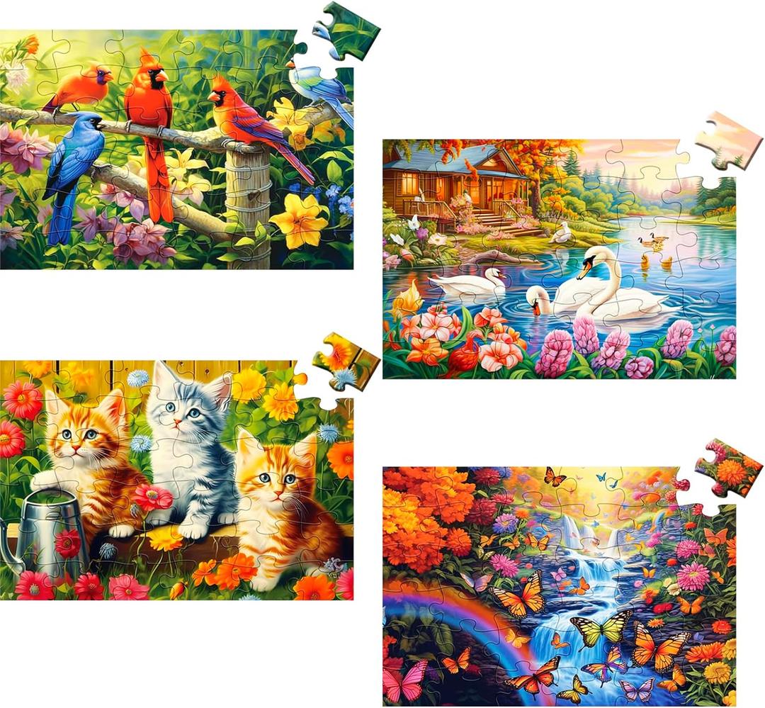 4 Packs 36 Large Piece Puzzle for Seniors - Dementia Puzzles for Elderly Adults,Alzheimers Puzzles Memory Cognitive Games for Elderly Seniors with 4 Storage Bags, 36 Large Piece, 11.5 x 7.5 inches