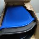 Rubbermaid Undercounter Small Trash Can, 2 Pack Blue and Black for Recycling/Waste, 9.4-Gallon, Fits under Sink/Desk/Cabinet for use in Kitchen/Bathroom/Office