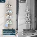 Consumest Corner Shower Caddy Tension Pole - Rustproof Shower Shelves with Towel Bar & Soap Holder, Adjustable Bath Organizer for Bathroom Storage, 27.6-108.3 inch, White