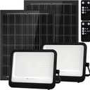 Leddictive 2 Pack LED Solar Lights Outdoor 7000K, 3500LM Solar Powered Flood Lights with 3 Modes, Dusk to Dawn Outdoor Lighting with Remote, IP65 Waterproof, 16.4 Ft Cable for Yard Garage Porch