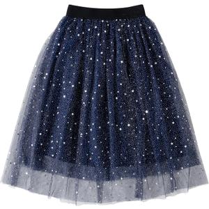 Jastore Girls Tulle Skirts A-line Mesh Skirt Long Tutu Skirts Dress Stars Sequins Tutu Skirt for Toddler Girls (5-8 Years)