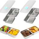 Grab and Go Snack Containers, Stainless Steel Double Compartment Snack Containers with Lids, Reusable Condiment Container-Dishwasher Safe,Travel & Outdoor Camping Food Storage(2 PCS)