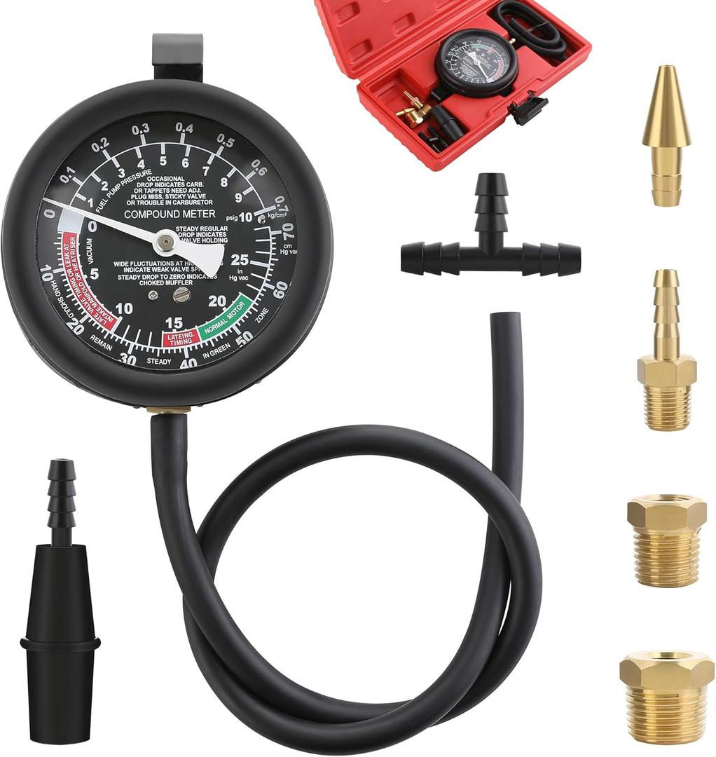Hromee Fuel Pump and Vacuum Tester Gauge, Carburetor Pressure Diagnostics Leakage Tool Kit