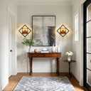 Farmhouse Wall Sconce with Black Finish & Wood Grain,Rustic Wall Sconces Indoor Wall Light Fixtures 17.8in for Stairway, Living Room, Bedroom, Bathroom (2 Light,E26 Base, No Bulbs)