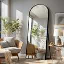 NicBex Arched Full Length Mirror, 64"x24" Aluminum Alloy Frame Full Body Mirror with Stand, Black - Free Standing, Leaning Against Wall or Wall-Mounted, for Bedroom Living Room Dressing Room