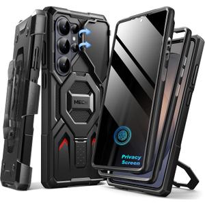 TONGATE Magnetic Stand for Samsung Galaxy S26 Ultra Case, Compatible with Magsafe, [Camera Cover & 2 Front Frames][Military Drop Protection]S26 Ultra Case with Privacy Screen & Belt Clip,Black Privacy