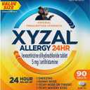 Xyzal 24 Hour Allergy Relief Medicine, Original Prescription Strength Antihistamine, Levocetirizine Dihydrochloride Tablets, 5 mg, 90 Count