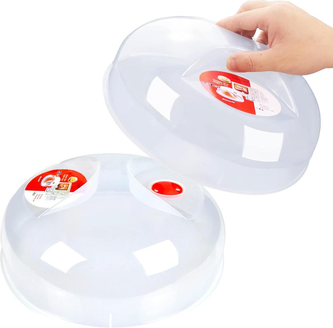 Microwave Cover for Food, Large Microwave Plate Cover Guard Lid with Steam Vents Keeps Microwave Oven Clean, 11.5 Inch BPA Free & Dishwasher Safe-2PCS red (red-2pcs)