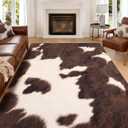 YIHOUSE 6‘x9' Washable Cowhide Rug, Cow Print Area Rug for Living Room