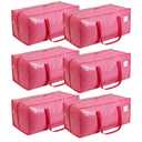 VTSVTS 6 Pack Extra Heavy Duty Large Moving Bags with Comfortable Handle & Strong Zipper,Storage Totes for Space Saving Moving Storage College Supplies Alternative to Moving Box,Pink