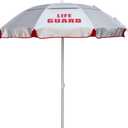 Kemp USA Lifeguard Solar Umbrella Silver 45 Degree Tilt Portable Outdoor Patio Beach Pool Umbrella with Carry Case for Lifeguard Chairs UV Sun Shade Canopy for Professional Use