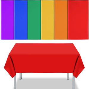 Panelee 6 Pcs Assorted Color Plastic Tablecloth 54 x 72 Inch Disposable Colorful Tablecloth Rectangle Table Cover for Birthday Party Wedding Picnic Graduation Table Decoration (Bright Color) (72.1" x 53.9" (NA))