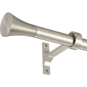 1Inch Single Curtain Rods, Decorative Drapery Rods Adjustable 84-120IN Length, With Horn Finials, Wall Mount and Ceiling Mount, Matte Nickel
