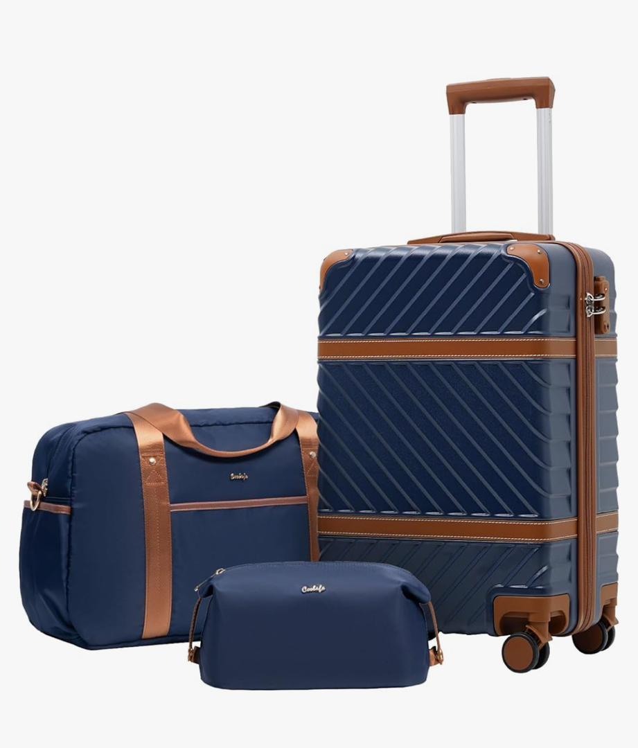 Coolife Luggage Set Suitcase Carry On Luggage PC Hardshell Luggage TSA Lock Spinner Wheels Telescopic Handle