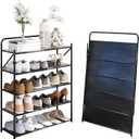 5 Tier No-Assembly Shoe Rack, Foldable Shoe Rack Organizer Without Installation, Portable Solid Metal Shoe Shelves for Closet, Entryway, Front Door Entrance