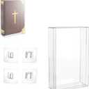 Clear Acrylic Bible Display Case with Adhesive Buckle, 10.2 x 7 x 2.4 Inch Vertical Wall Mounted & Tabletop Use Book Protector for Collectors to Display and Storage Bibles, DVDs