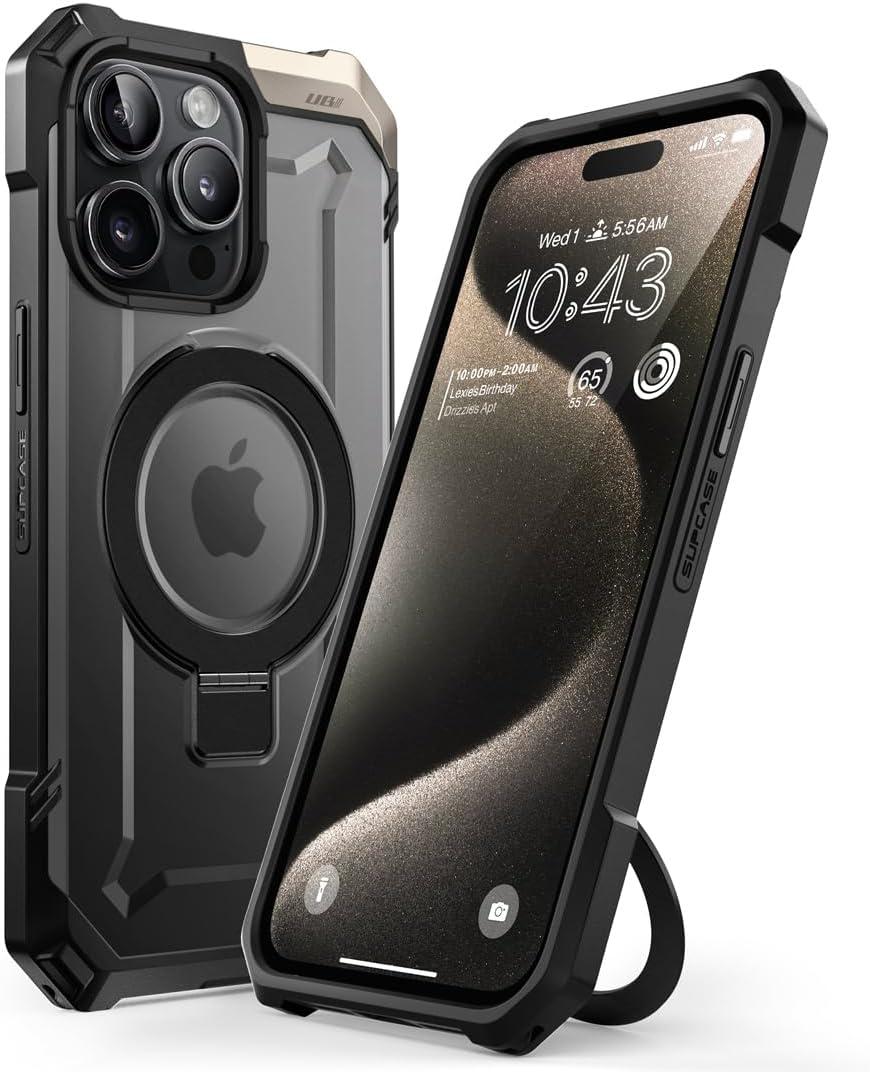 SUPCASE for iPhone 15 Pro Max Case with Stand (Unicorn Beetle Grip), [Compatible with MagSafe] [Military-Grade Drop Protection] Heavy Duty Rugged Magnetic Phone Case for iPhone 15 Pro Max, Black