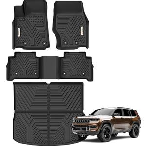 YITAMOTOR Floor Mats & Cargo Mats for Jeep Grand Cherokee 2022-2026 (Include 4xe NOT for L or WK), All Weather Custom Fit TPE Rubber Mat, Rugged Cherokee Accessories, Anti-Slip Floor Liners Set, Black