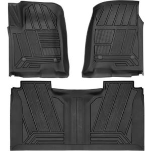 Floor Mats for 2019-2025 Chevrolet Silverado/GMC Sierra 1500 Crew Cab & 2020-2025 Chevy/GMC 2500HD/3500HD|Custom Fit|Front & Rear|Front Bucket|All-Weather Car Liners for Trucks, Black 