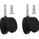 Shepherd 2" Smooth-Rolling Twin Wheel Office Chair Casters, Dual-Wheel Swivel Caster Wheels for Office Chairs, Set of 2, Black