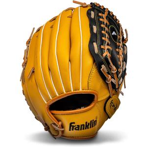 Franklin Sports Field Master Baseball + Softball Glove - Field Master Adult + Youth Baseball + Softball Mitt - Men's + Women's Gloves - Right Hand Throw (Yellow, L)