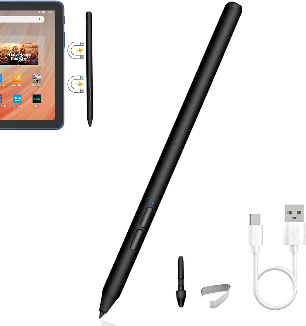AMZ Fire Tablet Pen - USI2.0 Stylus Pen for Amazon Fire Max 11 (2023 Release) & Amazon Fire HD 10 (13th Gen, 2023 Release), Stylus with USB-C Fast Charging, 4096 Levels Pressure
