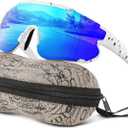 Kids Baseball Polarized Sunglasses: Sports Sunglasses for Boys Girls 3-12 Youth Sun Glasses for Cycling Running (A1-white Frame Blue Lens)