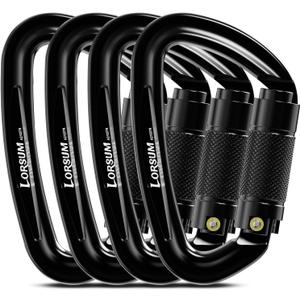 4" Auto Locking Climbing Carabiner, 26KN/ 5728lbs Large Carabiner Clips, UIAA Certified Heavy Duty Caribbean Clips for Rock Climbing, Camping, Hammock, Rescue, D Shaped Twist Lock