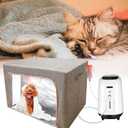 Puppy Incubator,108l Pet Dog Oxygen Box FoldableSmall Pet Nncubator with Nursing Kit and Pets Blanket 16.5x23.6x17in