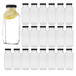 Encheng Vintage Water Bottles,Glass Drinking Bottles 16oz,Square Beverage 500ml With Lids For Kombucha,Tea,Glass Homemade Drinks,Travel Reusable Milk Juiceing 20Pack