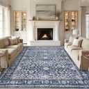 GarveeHome Vintage 810 Area Rug, Non Slip Backing Washable Stain Resistant Super Soft Distressed Persian Rug, Ideal for High Traffic Areas in Bedroom, Living Room, Kitchen Blue