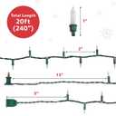 PREXTEX 100 Count Clear Christmas Lights - 20 ft Ultra Bright String Lights with Green Wire for Indoor and Outdoor Use, Christmas Trees, Holidays, Patios and Garden