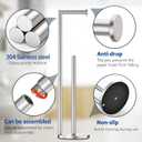 Toilet Paper Holder Stand, Bathroom Toilet Paper Roll Holder Stand with Reserve, Standing Toilet Paper Holder with Storage,Toilet Paper Roll Holder for 4 Rolls, Brushed Nickel