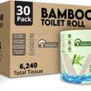WBM Care Bamboo Toilet Tissue, Strong & Flexible 3-Ply, All Natural Tree Free and Septic Safe Paper Towels, 208 Sheets Each Roll, Total 6240 Sheets, 30 Rolls