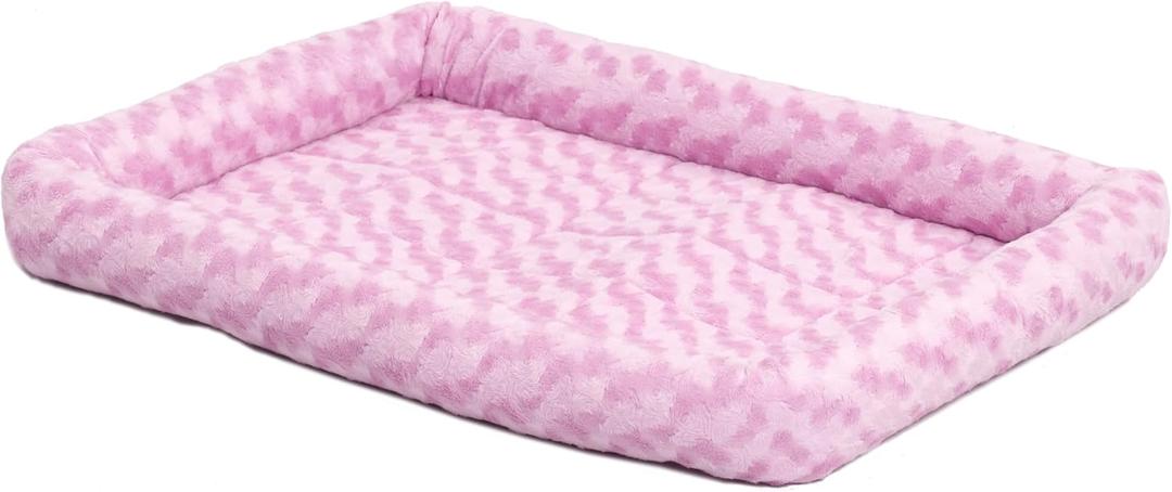 MidWest Homes for Pets Bolster Dog Bed 24L-Inch Pink Dog Bed or Cat Bed w/Comfortable Bolster | Ideal for Small Dog Breeds & Fits a 24-Inch Dog Crate | Easy Maintenance Machine Wash & Dry (24 Inch, Pink)