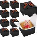 VGOODALL 10PCS Gift Candy Boxes, Black Treat Box with Ribbon Paper Candy Boxes for Wedding Cookie Chocolates Small Gifts