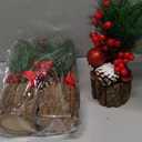 3 Pcs 11 Inch Tabletop Christmas Tree Decorations with Christmas Ornaments Pine Cone Berry Bookshelf Decor for Holiday Room Party Winter Home Indoor Outdoor (Poinsettia)