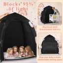 Blackout Tent for Pack and Play - Pack N Play Blackout Cover - 1-Click Setup Portable Sleep Pod with Monitor Pouch & 2 Fan Pouch, Black Out Tent Blocks 95% Light, Medium