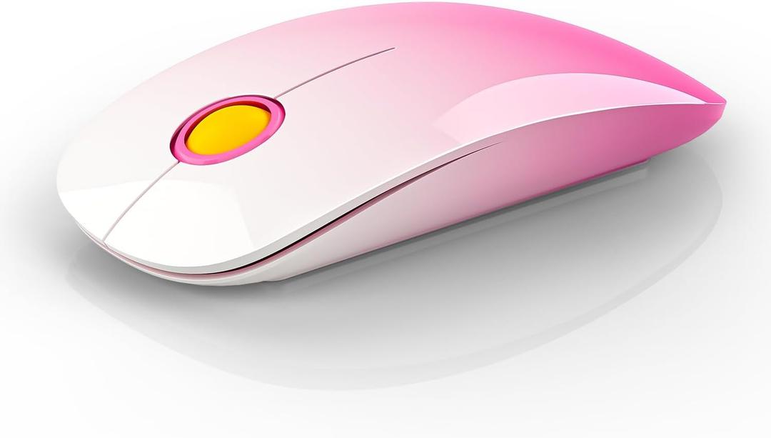 Bluetooth Wireless Mouse - (BT5.1+USB) Slim Dual Mode Computer Mice with Quiet Click, Low Power, and 1600 DPI, Portable Cordless Mouse for MacBook, Laptop, iPad Pro/Air(Gradient Pink)