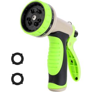 Garden Water Hose Nozzle ABS Water Spray Nozzle with 10 Spray Modes Suitable for Watering Plants, Iawns and Gardens, Car Washing, Cleaning, Showering Pets and Outdoor Fun, Light Green