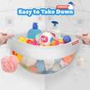 UNEEDE 4.32 Gallons Corner Mounted Bath Toy Storage Holder, Mesh Shower Caddy for Bathtub Organizer, Quick Dry Holder