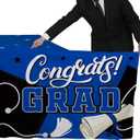 2 x Gatherfun Graduation Decorations Kit - 2 Pcs Blue Gongrats Grad Tablecover for Party Decorations，Graduation Plastic Table Covers 54"x108"