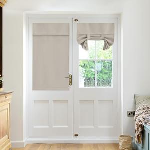 RYB HOME French Door Curtain - Privacy Blackout Tricia Door Window Tie up Shades for Kitchen Cabinet Dining Nursery Bathroom Glass, W 26 x L 40 inches, Natural, 2 Panels (26"W x 40"L (Pack of 2), Natural)