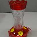 BOLITE Glass Hummingbird Feeders for Outdoors Hanging, Built-in Ant Moat, 4 Bee Guard Feeding Ports with Perches, Leak Proof, 15 Ounces, Stars Decor, Red, Gifts for Women Men, Gifts for Mom Dad