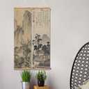 xinyuru Chinese Ancient Landscape Wall Art Poster,Tradition Canvas Printing,Oak Wood Scroll Painting Decor for Bedroom Living room (Landscape 01, 12x41x3 Piece)